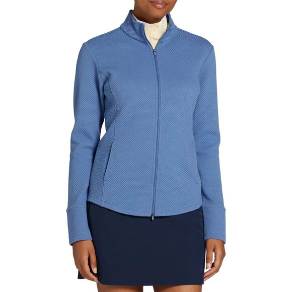 NWT Women's M Walter Hagen Clubhouse Full Zip Golf Jacket, Mid Blue MSRP $78 UPF - Picture 1 of 4